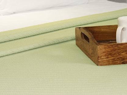 COTTON CRAFT Soft Cotton Thermal Blanket - Plush Herringbone Twill - All Season Luxurious Breathable Skin Friendly Lightweight Cooling Throw Blanket - Sofa Couch Travel Camping Dorm - King Sage