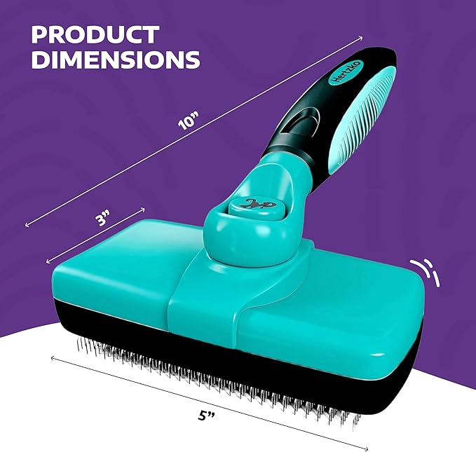 Hertzko Dog Brush for Shedding - Self Cleaning Slicker Brush for Dogs and Cats - Gently Removes Loose Hair, Tangles, and Dirt - Grooming Comb Suitable for Long or Short Coats - Aqua-Mewly Pet