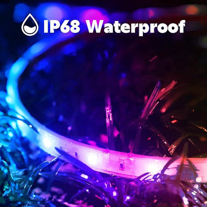 100Ft Outdoor LED Strip Lights Waterproof,Music Sync RGB IP68 Outside Led Light Strips Waterproofs with App and Remote,Exterior Led Rope Lights Waterproof for Deck,Balcony,Roof,Garden,Pool
