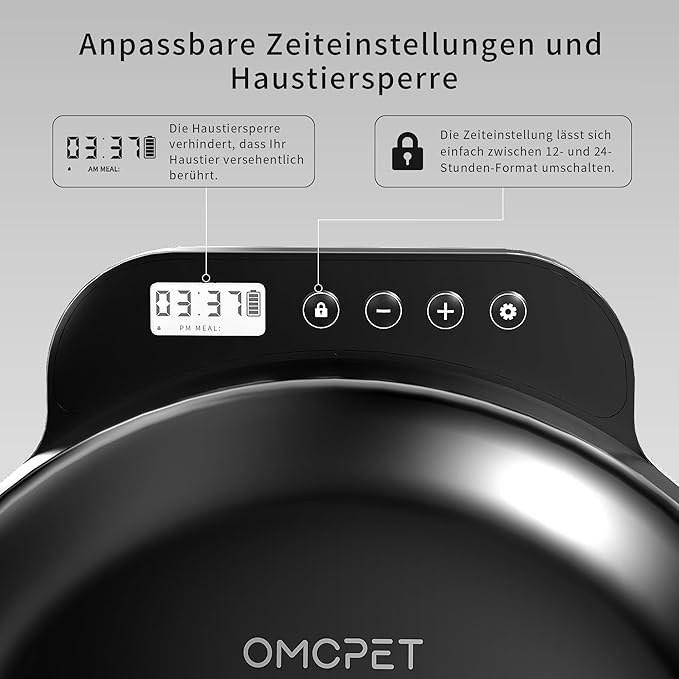 Automatic Cat Feeder Wet Food, Whisker-Friendly Automatic Cat Food Dispenser True 4-Meal Design with Locking Lid, Smart Timer Feeder for Wet Cat/Dog ，2-Ice Packs, Easy to Clean (Black)-Mewly Pet