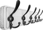 Dseap Coat Rack Wall Mounted - 5 Tri Hooks, Heavy Duty, Wooden Wall Coat Hanger Coat Hook for Clothes Hat Jacket Clothing, White & Black