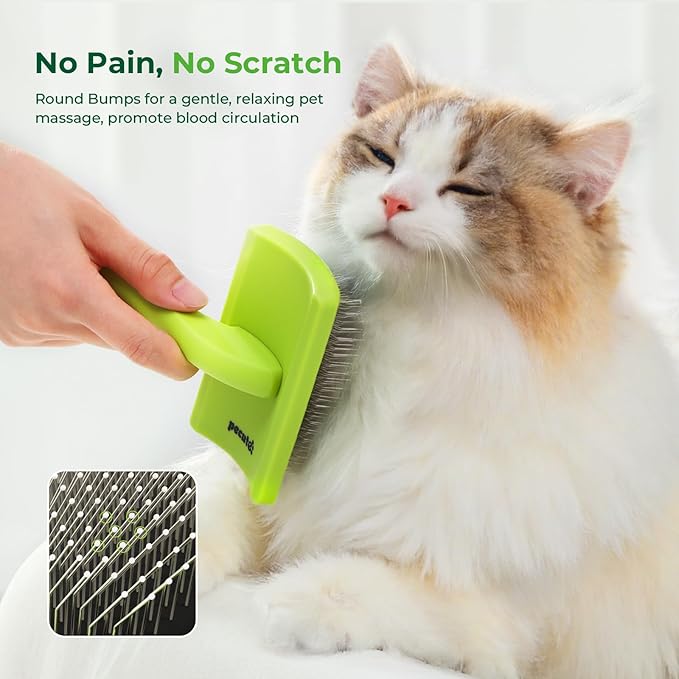 Pecute Slicker Brush for Dogs Cats with Air-Cushion and Soft Pins, Dog Brush for Shedding Massaging Grooming, Lightweight Cat Brush with Pet Comb, Gently Removes Loose Fur Undercoat-Mewly Pet