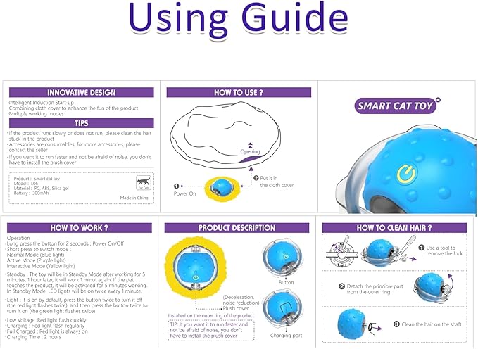 Interactive Cat Toys Ball Fast Rolling in Pouch, Motion Activate Chirping Cat Toy Hide and Seek Mouse Catching Game (Blue)-Mewly Pet