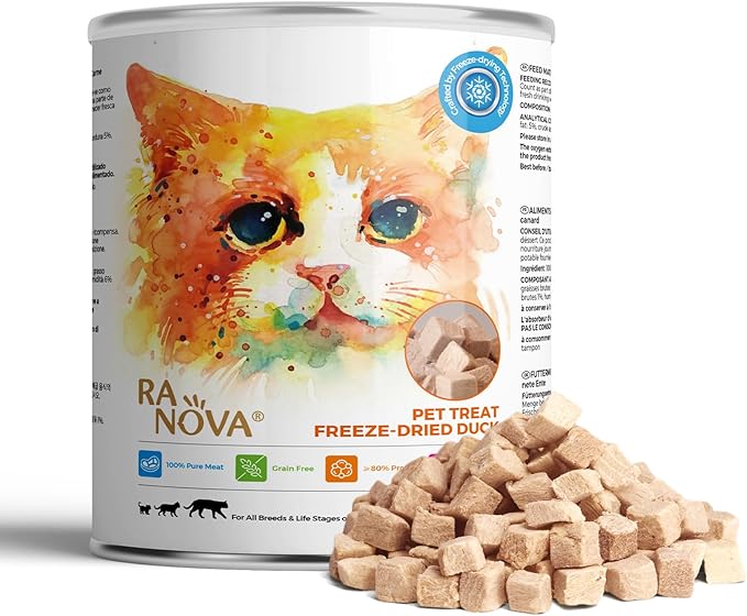 Freeze Dried Cat Treats - 100% Duck Breast Grain Free Raw - Natural Balance Limited Ingredient High Protein Cat Snack 115g/4.1oz - Picky Eater Challenger-Mewly Pet