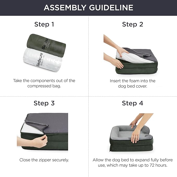 Bedsure Orthopedic Dog Beds for Small Dogs - Washable Small Dog Cat Bed Waterproof, Comfort Pet Couch Sofa with Washable Removable Cover, Pets Bed with Nonskid Bottom, Boreal Canopy Green, 24"-Mewly Pet