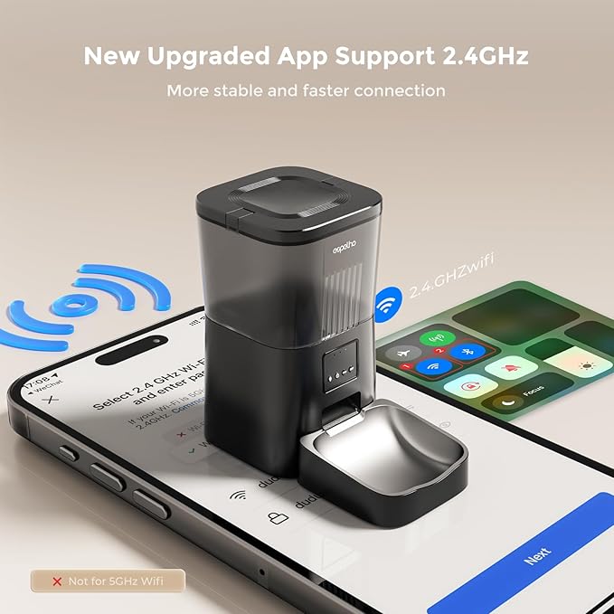 Espelho Automatic Cat Feeders WiFi: 2.4Ghz Smart APP Control- Timed Cat Food Dispenser with Desiccant Bag Keep Fresh for Indoor- Easy Set Up and Clean with Voice Recorder- Up to 10 Meals per Day-Mewly Pet