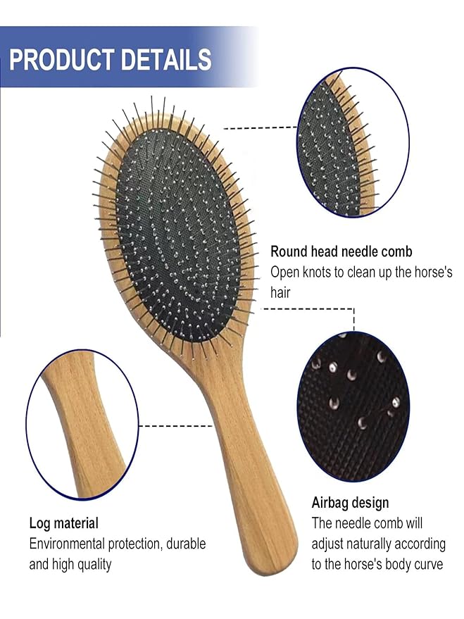 Horse Grooming Kit (12-Piece): Brushes, Storage Bag, Sweat Scraper, Mane Comb, Grooming Gloves, Horse Gift for Girls (Black)-Mewly Pet