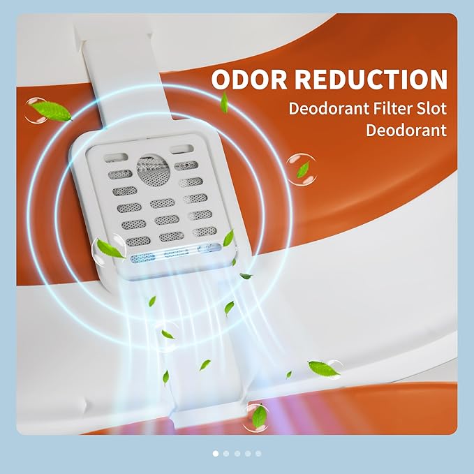 PawHut Cat Litter Box with Lid, Covered Litter Box w/High Sides, Air Freshener, Large Two-Way Entrance Kitty Toilet, Foldable, Easy Clean, Orange-Mewly Pet