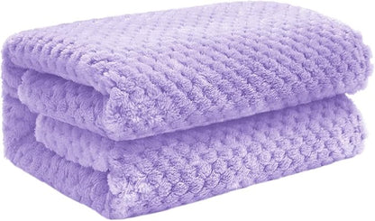 Exclusivo Mezcla Fleece Throw Blanket, Super Soft and Warm Blankets for Couch, Sofa and Bed Waffle Textured, Cozy, Fuzzy and Lightweight (Lilac Purple, 40x50 Inches)