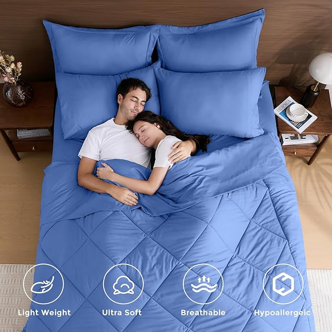HEVUMYI Royal Blue Twin-XL Comforter Set - 5-Piece All Season Bed in a Bag Twin-XL, Ultra Soft Bedding Set with Comforter, Flat Sheet, Fitted Sheet, Pillowcases, Pillow Shams