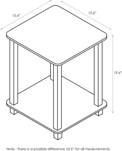 Furinno SIMPLISTIC Side Table Set of 2, 2-Tier End Table, Nightstand, Night Stand, Bedside Table, Easy Assembly, for Living Room, Bedroom, Dark Walnut