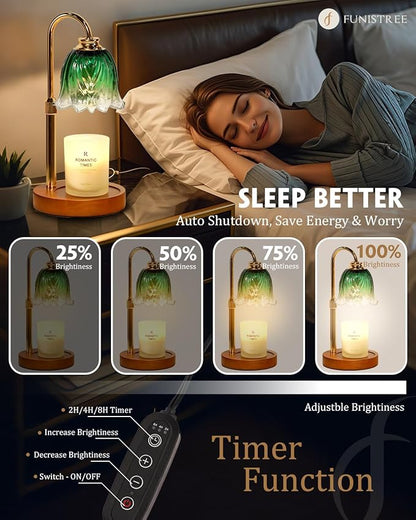 Candle Warmer Lamp, Gold Candle Lamp Warmer with Timer & Dimmer with 2 Bulbs, Birthday Gifts for Women Mom, Christmas Gifts, House Warming Gifts New Home Bedroom Decor, Height Adjustable
