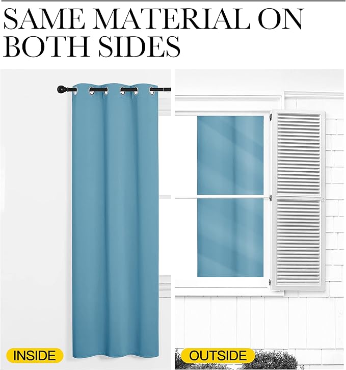 NICETOWN Teal Blue Blackout Curtains 68 inches Length for Laundry Room, 2 Panels, 42" Wide, Thermal Insulated Decoration Drapes for Office Window