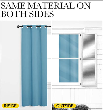 NICETOWN Teal Blue Blackout Curtains 96 inches Length for Living Room, 2 Panels, 55" Wide, Thermal Insulated Long Drapes for Large Window