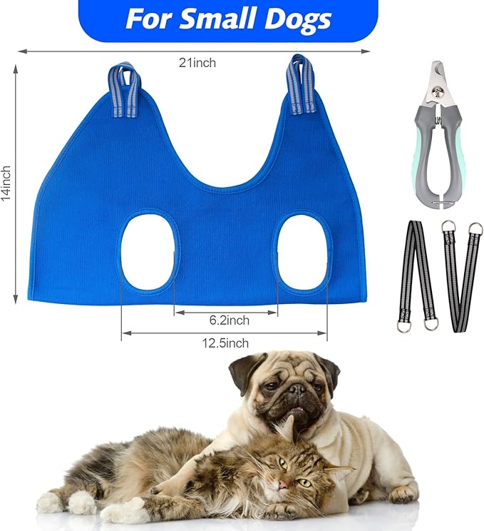 Pet Grooming Hammock for Small Dogs & Cats with Nail Clippers/Nail Trimmers/Grooming Scissors, Dog Grooming Harness for Nail Trimming, Pet Grooming Sling Helper-Mewly Pet