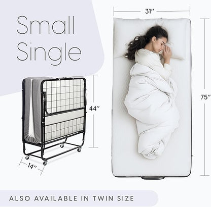Milliard Diplomat Folding Bed with Mattress for Adults & Kids, Cot Size, Portable Foldable Bed with Luxurious Memory Foam Mattress & Super Strong Frame, 75” x 31", Fold Up, Roll Away, & Hideaway