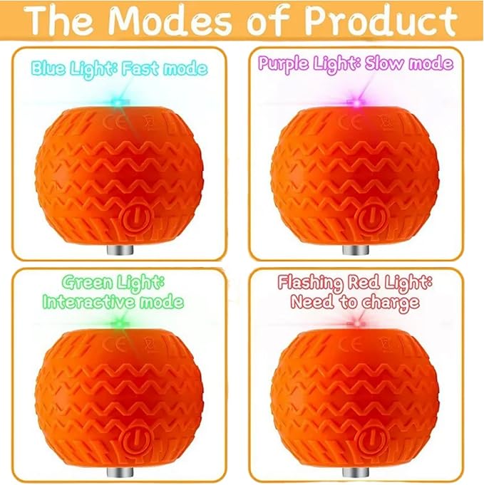 Interactive Cat Toys with Tail Rechargeable Cat Ball Toy with 3 Model Automatic Moving Balls Electric Fast Rolling Toy for Lazy Cats (Red)-Mewly Pet