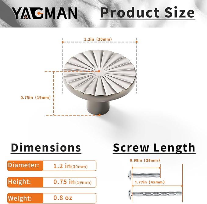 5 Pack Kitchen Cabinet Knobs Round Sunflower Dresser Knob Modern Drawer Hardware Cupboard Handles Furniture Knob for Bathroom Single Hole Knobs for Wardrobe Nickel TYH-BN-K5