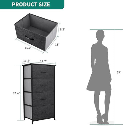 YITAHOME Storage Tower with 4 Drawers - Fabric Dresser, Organizer Unit for Bedroom, Living Room, Closets - Sturdy Steel Frame, Easy Pull Fabric Bins & Wooden Top