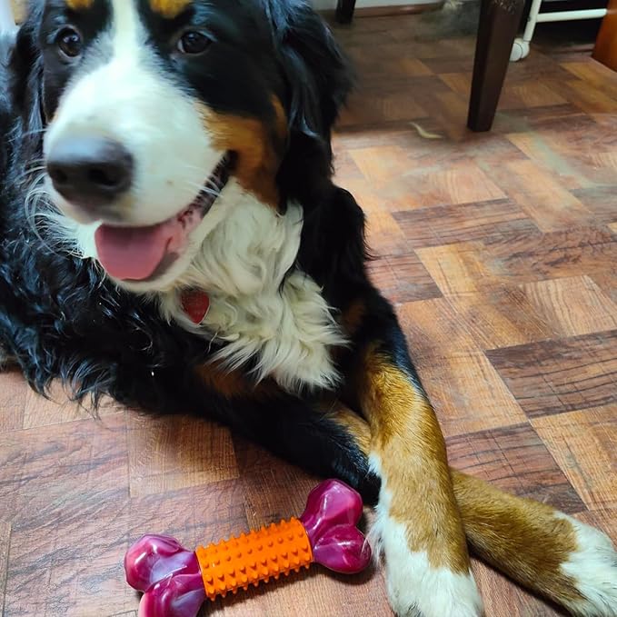 Apasiri Dog Toys for Aggressive Chewers Peanut Butter Flavored, 8" Tough Dog Chew Bone, Nylon & Rubber Chew Toy, Dog Bone Toy for Large Medium Breed 20-80lbs-Mewly Pet
