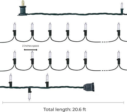 Holiday Essence Christmas LED Lights 100 Cool White String Lights for Indoor and Outdoor Decorative Use, Holiday and Tree Decor, Patio Hanging Lighting Decorations, Green Wire, 26.9 Ft, UL Certified
