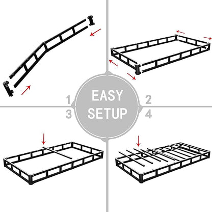 ALDRICH 5 Inch Heavy Duty Metal Twin Box Spring Mattress Foundation 1500lbs Max Weight Capacity/Non-Slip/No Noise/Easy Assembly/Easy Clean Cover