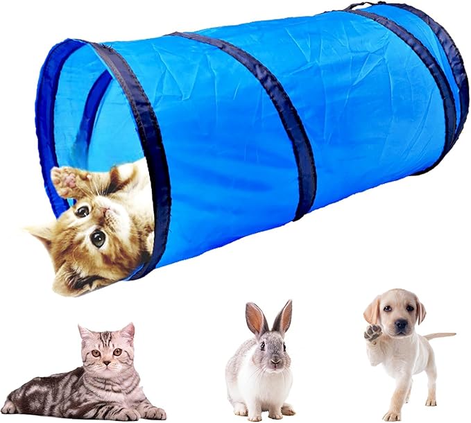 iCAGY Foldable Spiral Cat Tunnel - Ideal Indoor Toy for Small Cats, Kittens, and Rabbits - Collapsible Tube for Interactive Play and Outdoor Fun - Pet Activity Toy Black 20" 3 Pcs-Mewly Pet