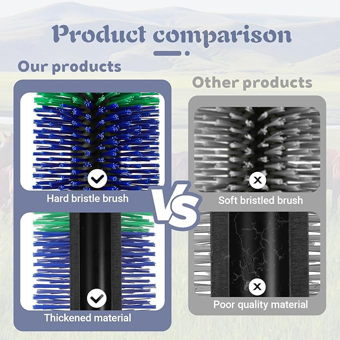 Livestock Scratching Brush, 17.5 x 7.8 Inch Goat Brushes for Grooming, Horse Brushes for Shedding, Livestock Brush with 4 Screws Great for Horse, Elk, Cattle, Pig, Sheep（Green）-Mewly Pet