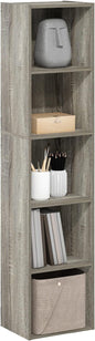 Furinno PASIR Book Shelf, 5-Tier Modern Bookshelf, Open Shelves Bookcase 9" x 12" x 52", for Living Room, Bedroom, Home Office, French Oak