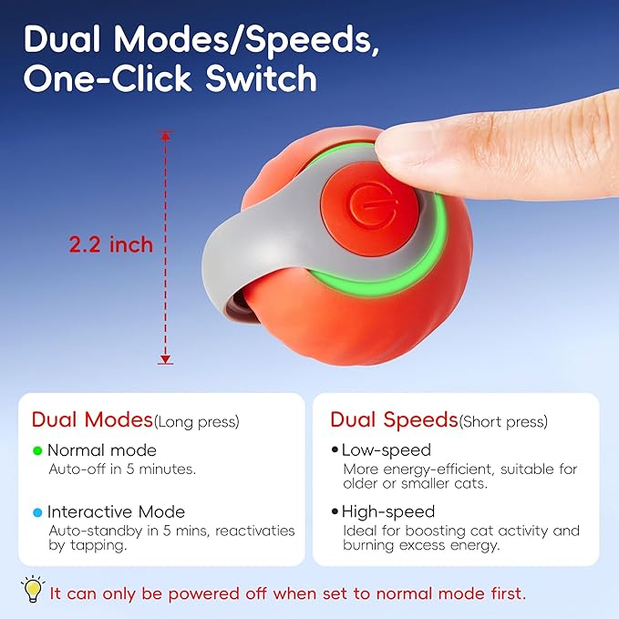 Potaroma Moving Ball Cat Toys with Feather Tail, Rechargeable 2025 New Interactive Toy for Indoor Cats Exercise, Smart Interactive Kitten Rolling Ball, Orange-Mewly Pet