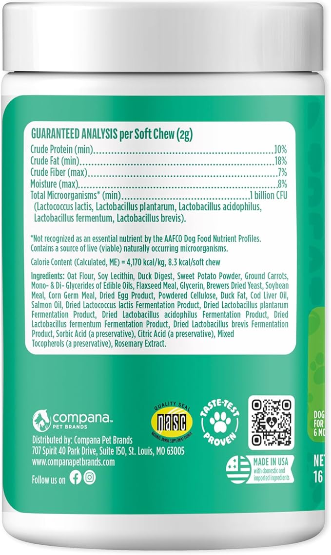 Doggie Dailies Probiotics for Dogs, Advanced Probiotics with Prebiotics, Promotes Digestive Health, Supports Immune System & Overall Health, Duck Flavor, 225 Chews-Mewly Pet