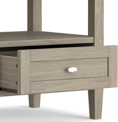 SIMPLIHOME Warm Shaker SOLID WOOD 20 inch Wide Rectangle Transitional End Side Table in Distressed Grey for the Living Room and Bedroom