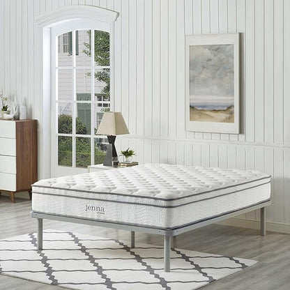 Modway Jenna 10” Innerspring and Memory Foam California King Mattress With Individually Encased Coils, White