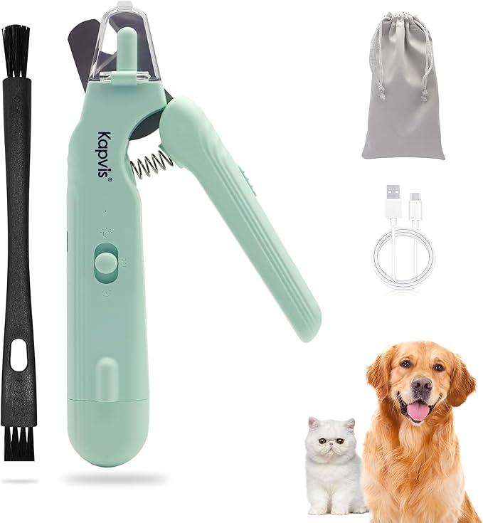 2-in-1 Dog & Cat Nail Clipper and Grinder,LED Lights & Safety Guard for Large Medium Small Dogs Cats Claw Trimmer,Claw Grooming Tool for for Cats and Small Dogs-Mewly Pet
