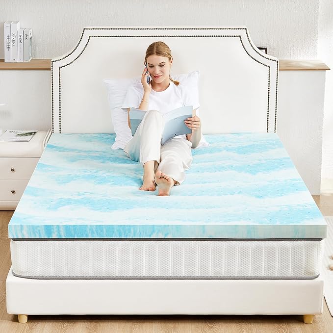 Sweetcrispy Mattress Topper California King, 3 Inch Thick Memory Foam Gel Infused Cooling Toppers Pad for Bed, Sleeper Sofa, RV, Camper, CertiPUR US Certified, Ventilated and Breathable