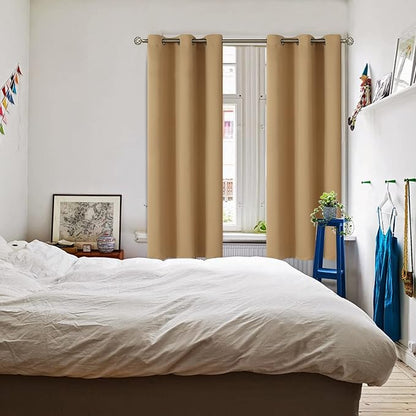 BGment Blackout Curtains for Living Room - Grommet Thermal Insulated Room Darkening Curtains for Bedroom, 2 Panels of 42 x 63 Inch, Khaki