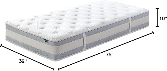 ZINUS 10 Inch Comfort Support Hybrid Mattress [New Version], Twin, Fiberglass Free, Medium Plush, Motion Isolation, Certified Safe Foams & Fabric, Mattress in A Box