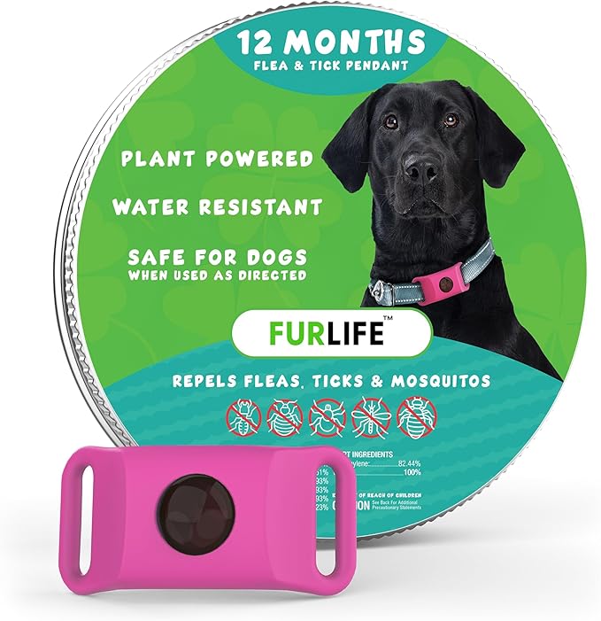 FurLife Pink Dog Tag, Flea and Tick Prevention for Dogs - Waterproof Pendant for Collar, Safe for All Breeds-Mewly Pet