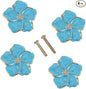 4 pcs Petal Handles Colorful Drawer Knobs Flower Petal Cabinet Dresser Knobs for Girl's Room Dresser Cupboard Drawer Wardrobe Decorative Furniture Knobs (Blue)