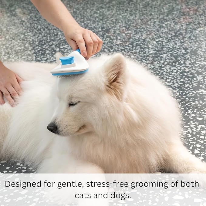AIXINPET Cat & Dog Self Cleaning Slicker Brush - Easy to Remove Loose Fur, Harmless Deshedding Grooming Tool, Massaging Function - Suitable for Shedding & Furry Pets, like Rabbits and Ferrets-Mewly Pet
