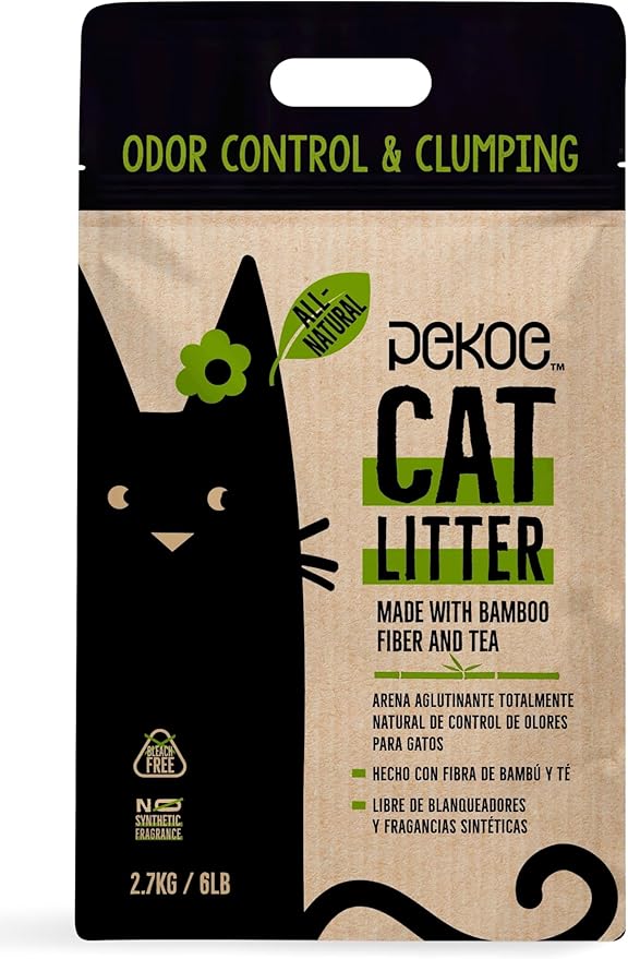 PeKoe All-Natural Odor Control & Clumping Cat Litter with Bamboo and Tea, 6-lb Bag (Pack of 1)-Mewly Pet