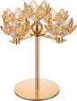 Crystal Candle Holders Lotus Candelabras Gold Arch Candlestick, Centerpiece Table, Home Hecor for Wedding, Dinning Room, Coffee Table, Kitchen, Living Room, Entryway (5 Arms, Gold, Taper Candle)