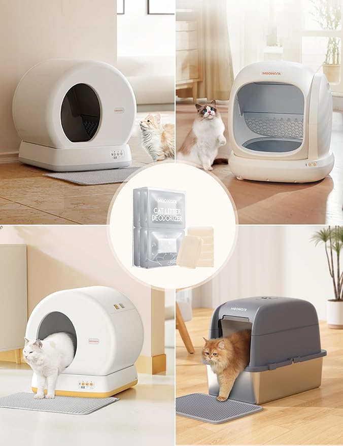 MeoWant Pet Odor Eliminator- 30-Day Continuous Automatic Cat Litter Box Odor Deodorant Gel Only Suitable for MW-SC01 / MW-SC02/MW-LB02 Cat Litter Box (6Pcs)-Mewly Pet