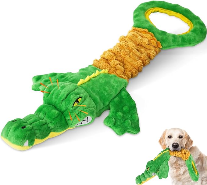 Large Dog Toys, Plush Squeaky Dog Toy with Crinkle Paper and Tug of War Handle, Interactive Puppy Toys for Small, Medium and Large Dogs-Mewly Pet