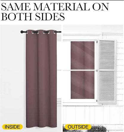 NICETOWN Patio Glass Door Blackout Curtains for Bedroom/Living Room, Dry Rose, 42 inches Wide x 90 inches Long, 1 Pair, Privacy Panel Drapes for Dining Room and Guest Room
