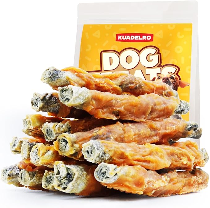 Chicken Wrapped Cod Skin Dog Treats, High Protein Chicken Jerky Chews Rawhide-Free Long-Lasting Dog Training Treats Snacks for Medium and Breeds 10.54oz-Mewly Pet