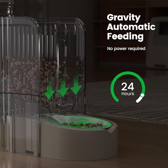 Gardner Pet Gravity Automatic 2-in-1 Pet Feeder, 0.8 Gallons*2 Cat Feeder and Water Dispenser Set, 100% BPA-Free Feeder and Stainless Steel Water Dispenser for Dogs, Cats, Rabbits, Puppies (Beige)-Mewly Pet