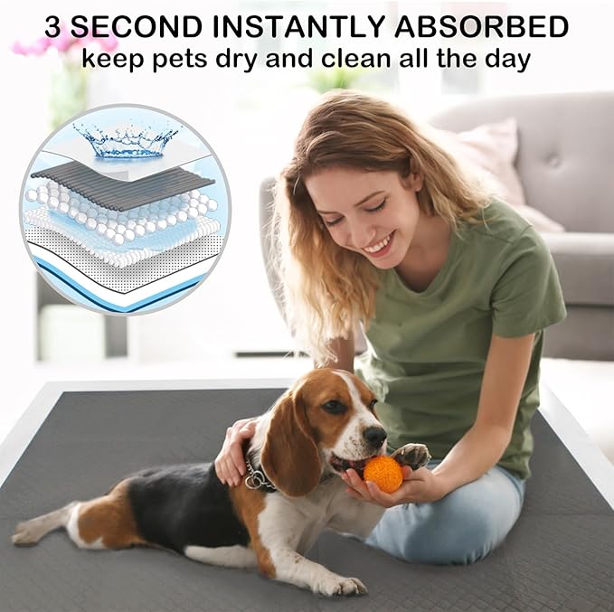 ELEGX Extra Large 28"x44" 40 Pcs Odor-Control Super Absorbency Charcoal Pee Pads for Dogs,Leak-Proof Pet Training Pee Pads,Thicken Disposable Potty Pads Puppy Training Pads for Cats Rabbits-Mewly Pet