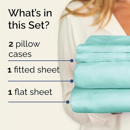 Twin 4 Piece Sheet Set - Comfy Breathable & Cooling - Ultra Soft Hotel Luxury Bedding Set w/ 8-16 Inch Deep Pockets - 1 Flat & 1 Fitted Sheet & 2 Pillowcases - Wrinkle Free and Easy Care - Spa Blue
