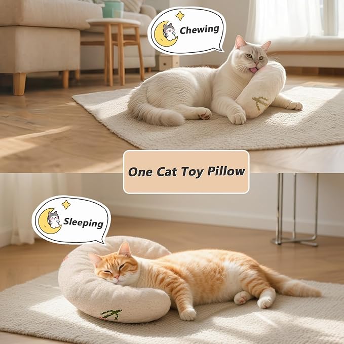 Cat Couch with Soft Pillow, Supportive Dog Couch, Cat Sofa with Removable Cover，Cute Moon Shaped, 24 Inch-Mewly Pet